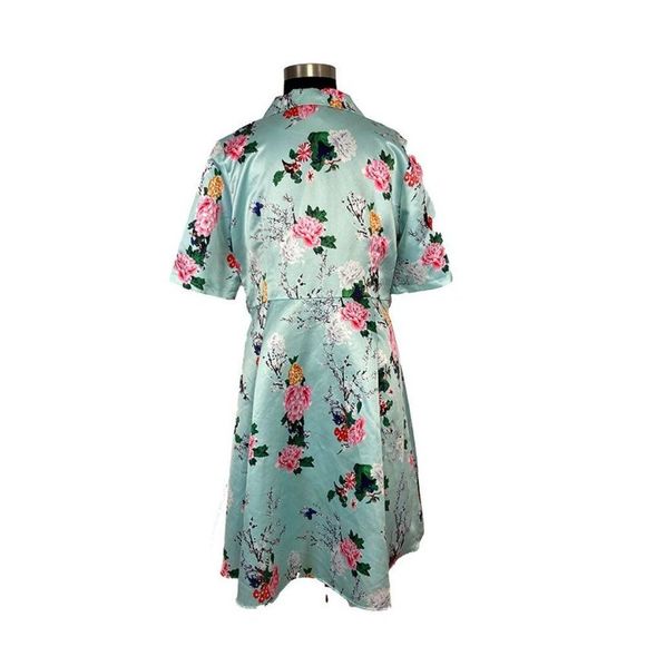 ModCloth Viola M 3X Floral Respectfully Retro Midi Dress In Mint Blossom Blue - Picture 8 of 8